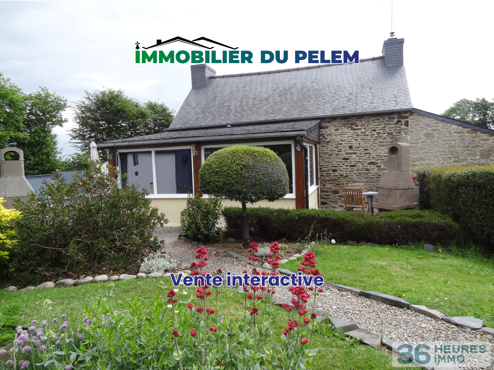 Maison soignée avec terrain arboré et hangar en campagne de Plounevez-Quintin