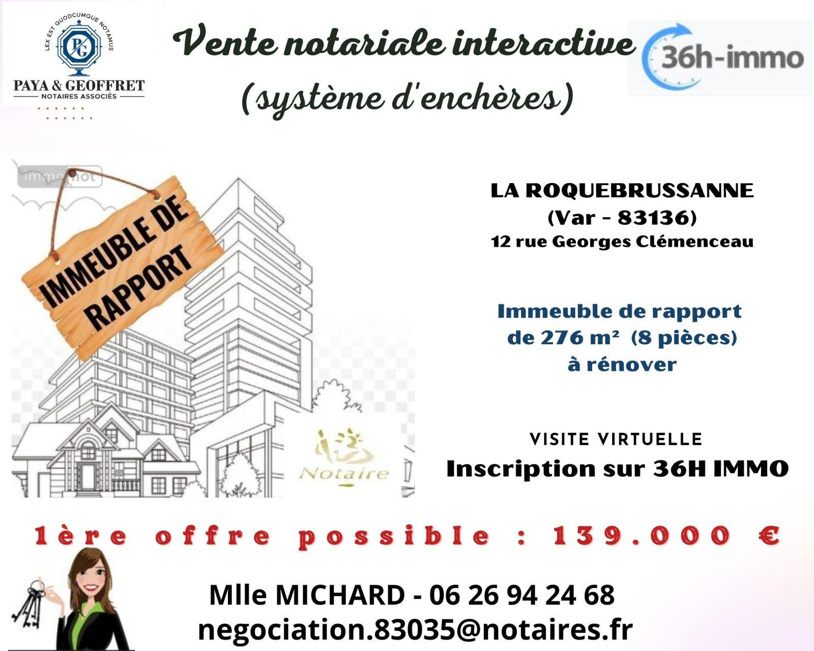 Immeuble de rapport à rénover de 276 m² à LA ROQUEBRUSSANNE