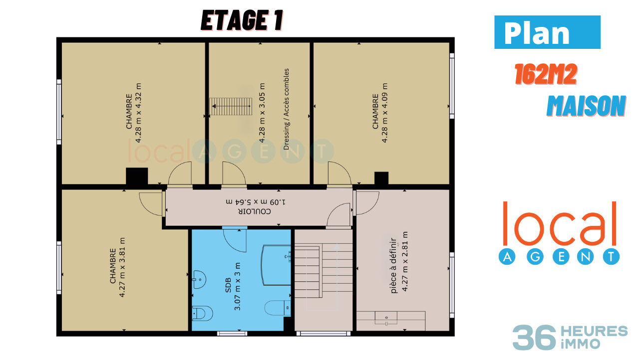 Une maison avec 6 chambres et son jardin 
