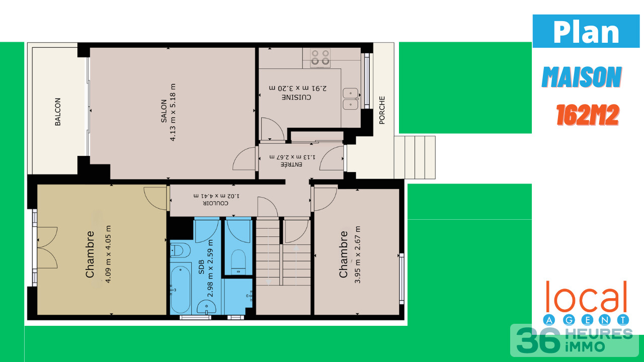 Une maison avec 6 chambres et son jardin 