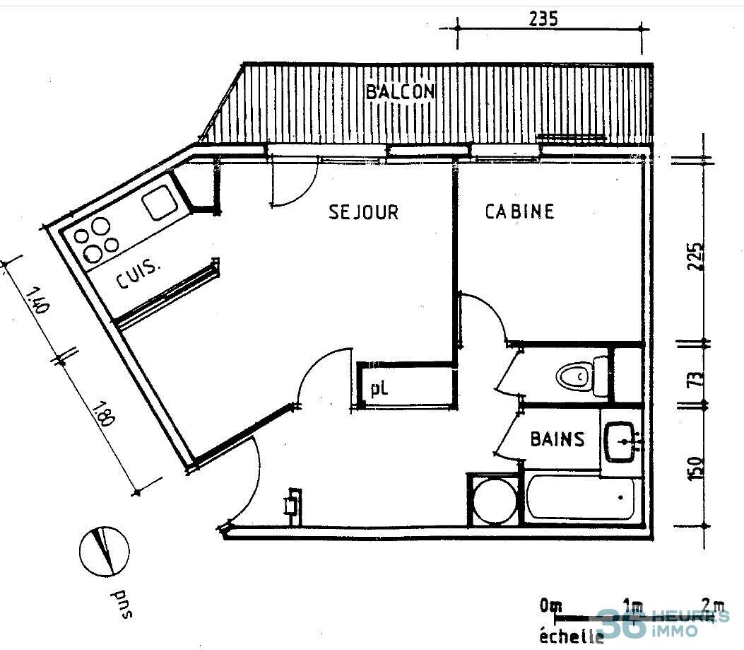 2 pièces + coin montagne de 27 m² avec emplacement de parking