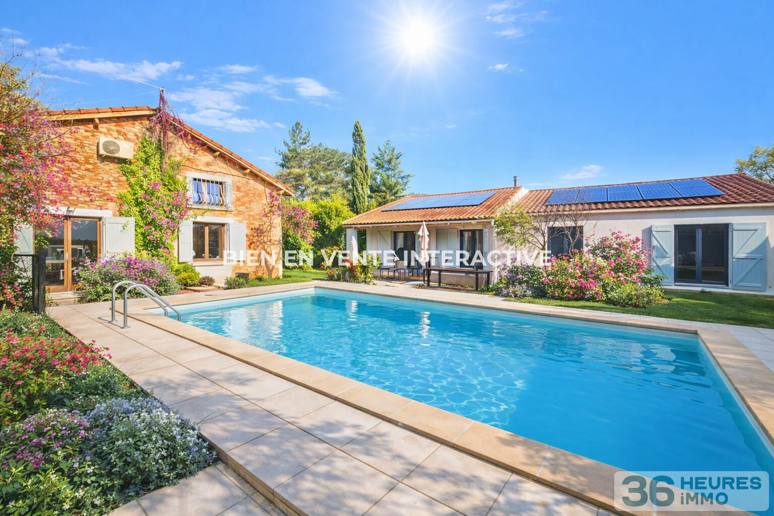 Nîmes - Garrigues - Ensemble immobilier de charme rénové avec piscine. 