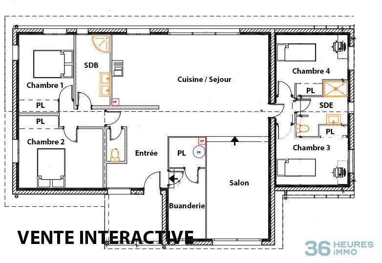 Maison individuelle de plain-pied – 133 m² habitables – 4 chambres – terrain 965 m² – Chalamont